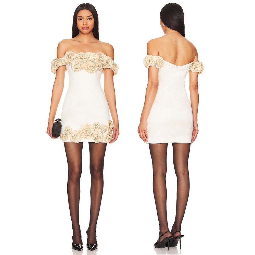 Atoir Rosalie Mini Dress Off Shoulder Floral Bridal Party Coquette Hoco 6